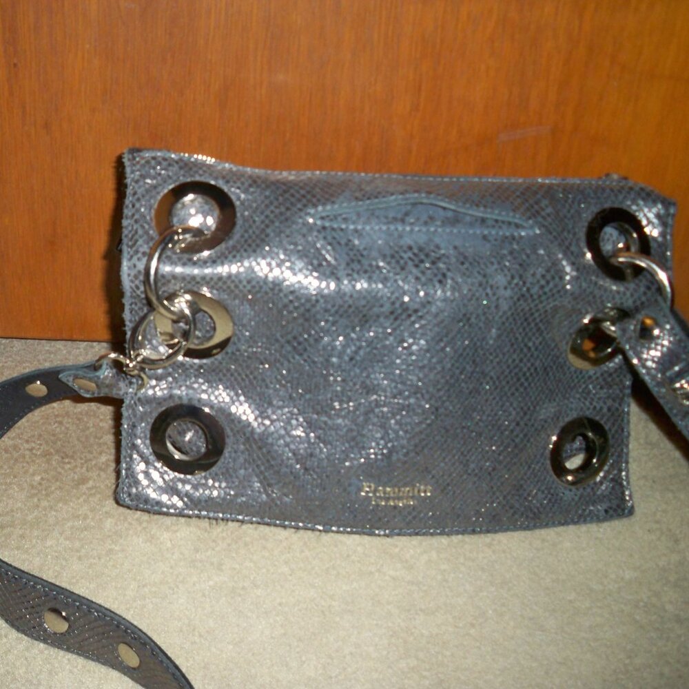 HAMMITT Montana Reversible Silver and Black Large Leather Crossbody , EUC $695!! - Picture 3 of 7